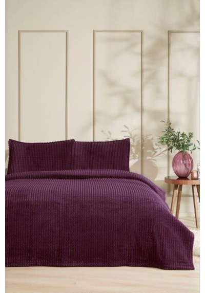 Merinos Modern Line Tek Kişilik Battaniye Seti 150x220 -mürdüm Mürdüm