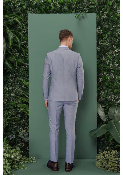 Efor Tk 872 Slim Fit Gri-mavi Klasik Takım Elbise Gri - Mavi