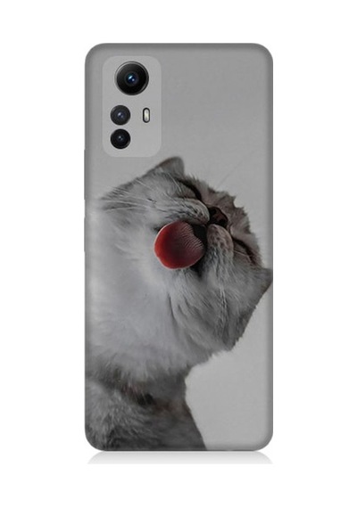 Xiaomi Redmi Note 12s Uyumlu Dilini Çıkaran Kedi Desenli Silikon Kılıf