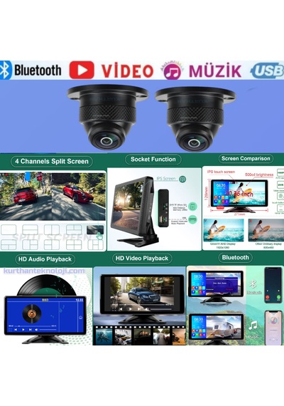 Dokunmatik Dvr Ekran 2 Adet 1080p Ahd 150'' Ultra Mini Kamera