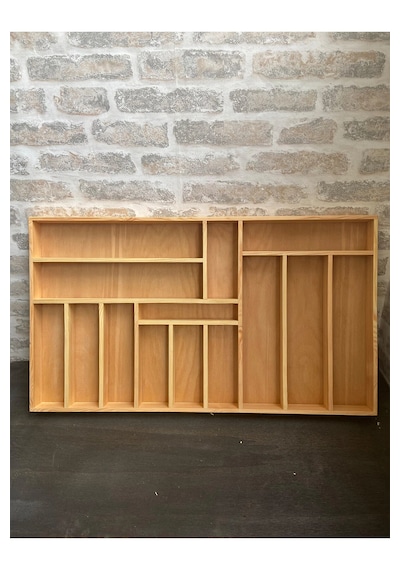80x45 Cm Masif Ahşap Kaşıklık Çekmece İçi Yemek Takımı Ve Servis Gereçleri Düzenleyici Organizer