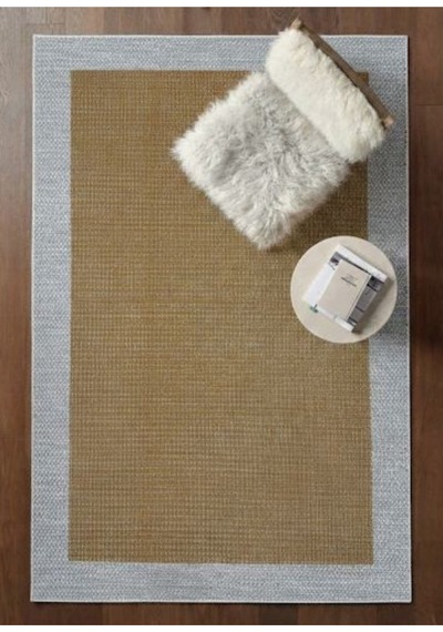 Lüks Sisal Makine Dokuması 8mm Dokuma Tabanlı Mutfak Balkon Halısı Hardal-gri Hardal-gri