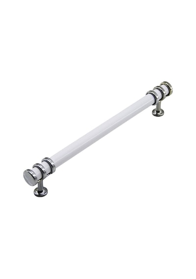 İbico 954 Boru Çekmece Kulp 16 Cm - Krom Yüzük Beyaz Kulp- 10'li Paket