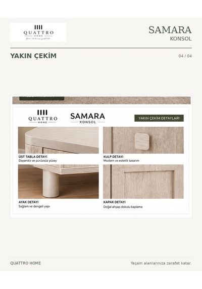 Samara Konsol Meşe Krem