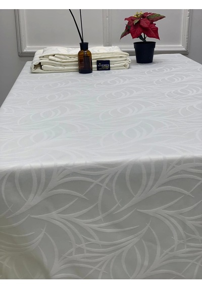 Nivemeshome 140x200 Krem Yaprak Desenli Leke Tutmaz Masa Örtüsü Krem