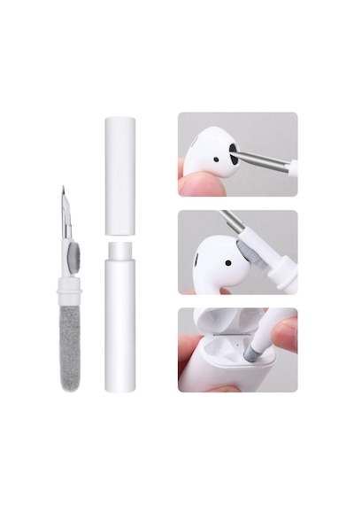 Airpod Temizleme Kiti, Süngerli 3'ü 1 Arada Airpod Temizleyici Kalem, Kablosuz Kulaklıklar Temiz Kalem, Toz Giderme K