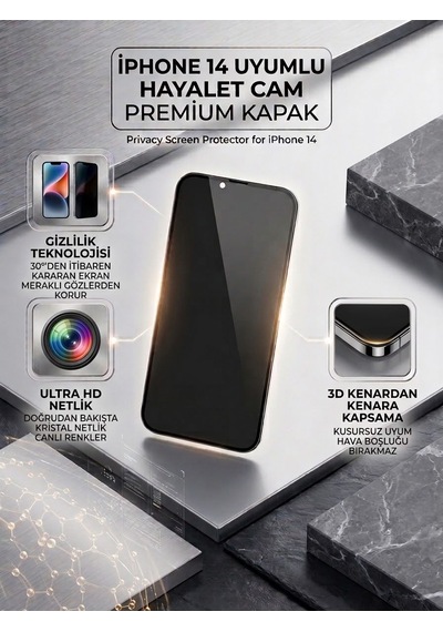 Apple Iphone 14 Uyumlu Ekran Koruyucu Hayalet Cam