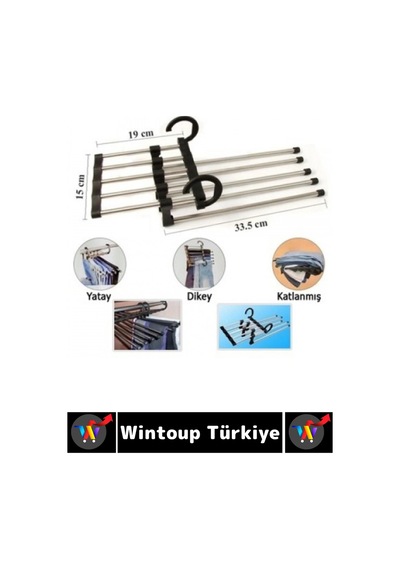 Kompakt Yer Tasarrufu Kemer Pantolon Eşarp Gardırop Dolap 5 İn 1 Hareketli Pantolon Askılığı 2 Adet
