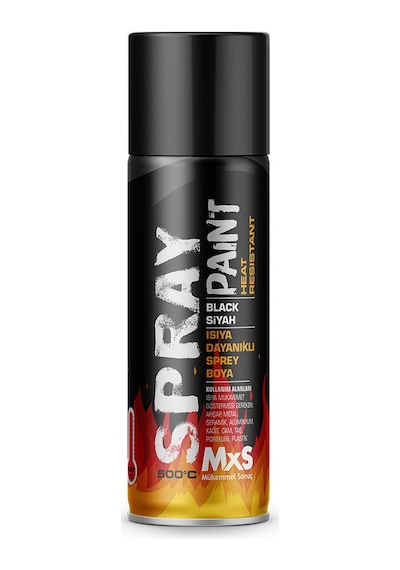 Mxs - Isıya Dayanıklı Sprey Boya - Siyah Renk / 400 ML