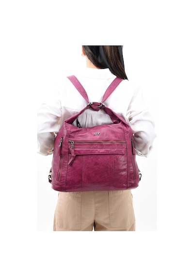 571 Collections Suni Deri Yumuşak Dokumalı Sırt Omuz Çantası Mor Model: 571-11-13b - Mor