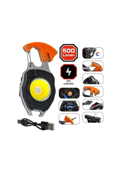 Ycl Şarjlı 15w Cob Ledli Şarjlı Çakmaklıklı Anahtarlık Kamp Feneri
