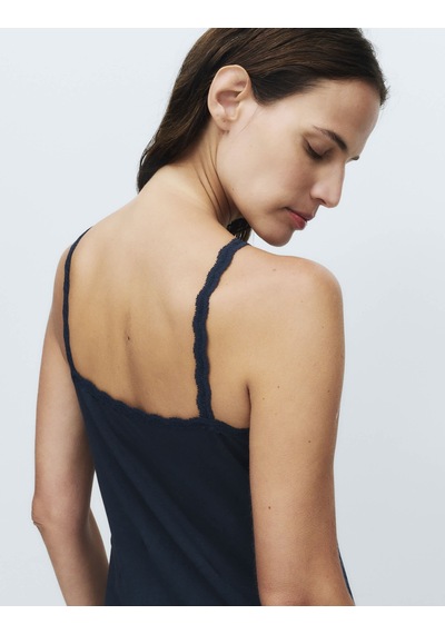 Marks & Spencer 3'lü Pamuklu Dantel Kenarlı Atlet T32004536 Lacivert