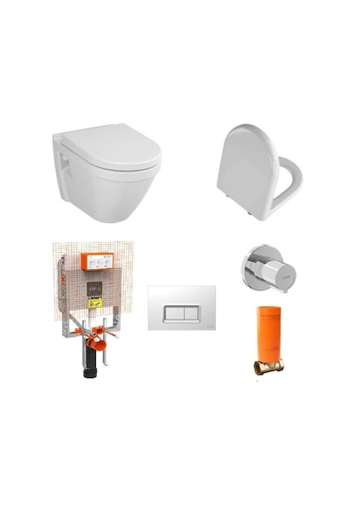 VitrA S50 Kanallı Asma Klozet+Kapak+VitrA Gömme Rezervuar Set