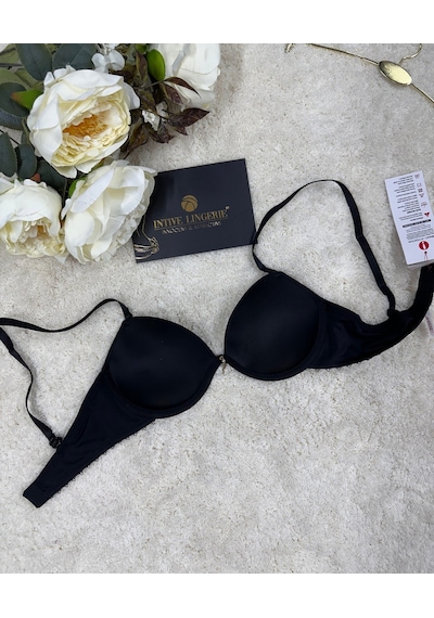 Le Jardin Fleur Basic Push-up Aksesuar Detaylı Sütyen-7055 Siyah
