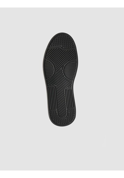 %100 Deri Siyah Taban Armalı Erkek Sneaker Ayakkabı Siyah