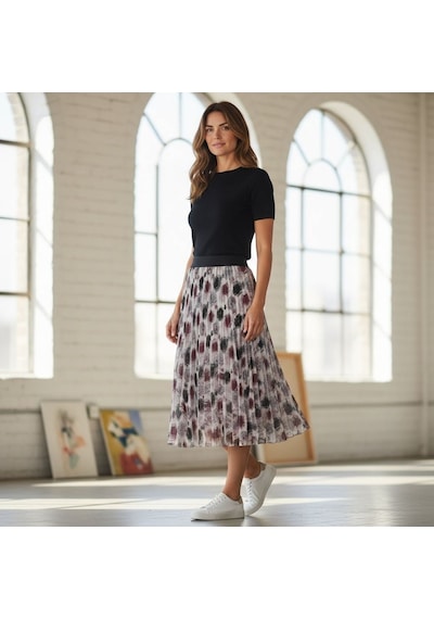 Eren Style Şifon İçi Astarlı Beli Lastikli Etek 95 Cm - 38-52 Ekru