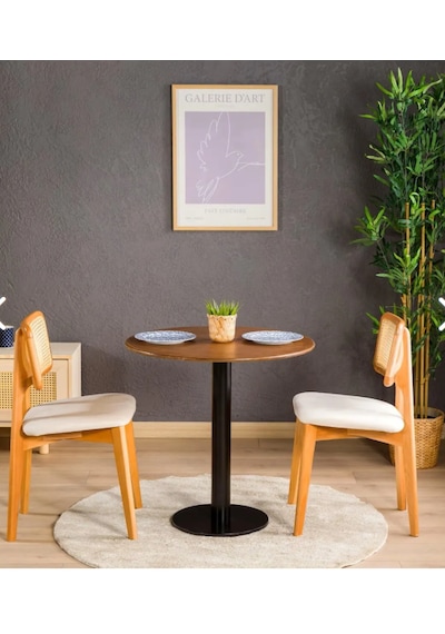Umutpark Metal Ayaklı Ahşap Bistro Mutfak Masası.