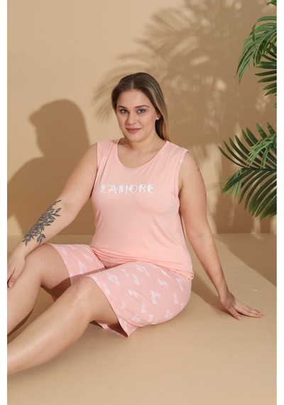 Eyfuze Kadın Milan Kumaş Büyük Beden Curve Baskılı Desenli Şortlu Pijama Takımı Açık Pembe Eyfuze Kadın Milan Kumaş Büyük Beden Curve Baskılı Desenli Şortlu Pijama Takımı Açık Pembe