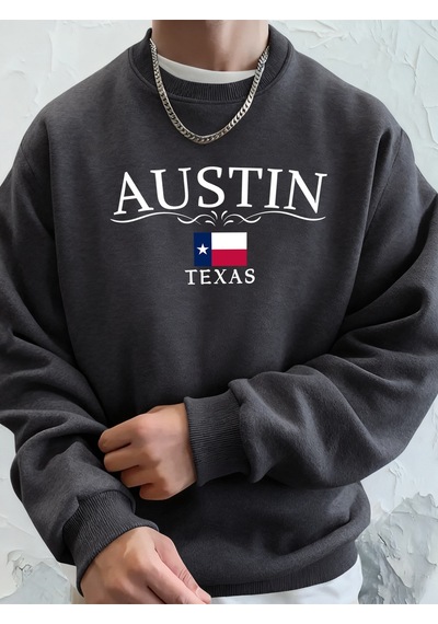 Startmore Startmoreaustin Texas Mektup Baskılı Unisex Cepli Giysiler Basit Spor Sweatshirtler Polar Sonbahar Kap Antrasit