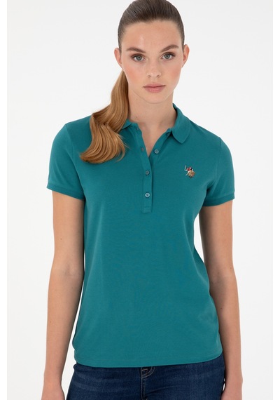 U.S. Polo Assn. Kadın Koyu Yeşil Polo Yaka Tişört 50280067-VR101