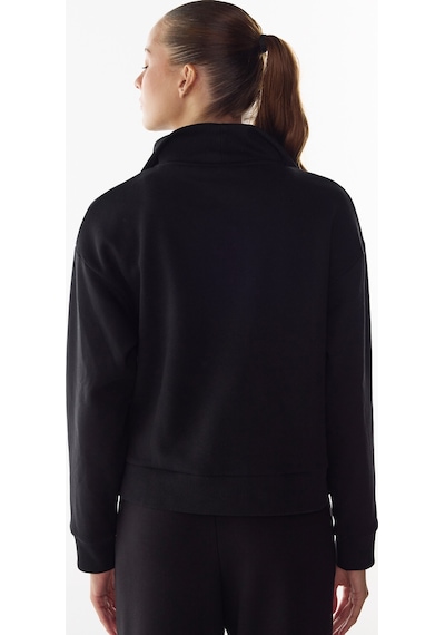 Penti Siyah Yarım Fermuarlı Şardonlu Fitilli Uzun Kollu Sweatshirt