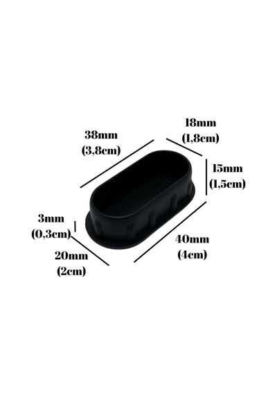 Oval Demir Profil İç Tapa Geçme Plastik Ayak Geçme Koruma Plastiği 40mm X 20mm 8 Adet Siyah Siyah