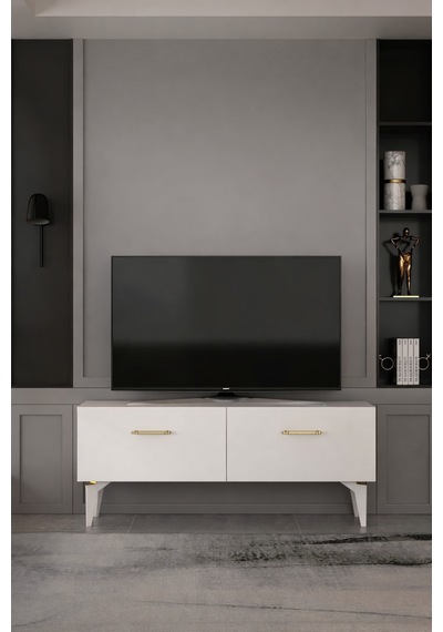 120dhdts2ba Eros Tv Sehpası Beyaz-altın