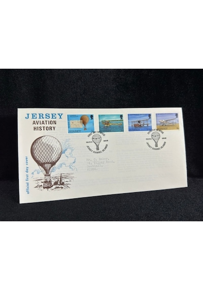 1973 Jersey Havacılık Temalı İlk Gün Zarfı Jersey Aviation History Fdc  Teşhir Ürün