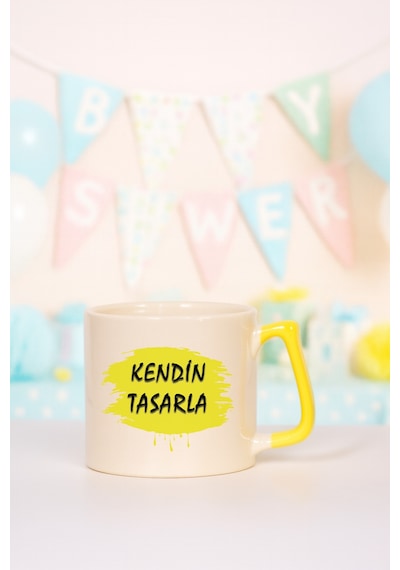Kendin Tasarla Bardak - Kişiye Özel Bardak Satıya Sor Sarı2