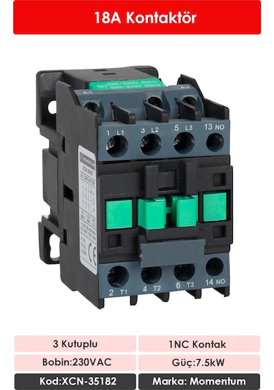 Momentum Kontaktör 18A 7.5kW 1NC XCN-35182