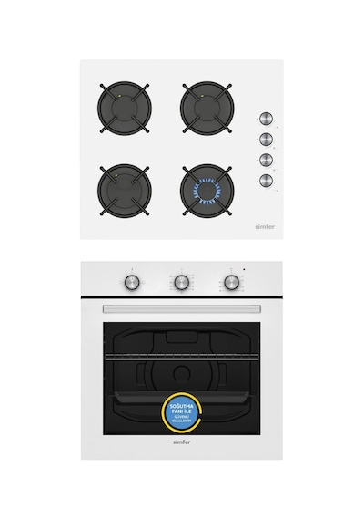Simfer 8271 Fırın + 3048 Ocak 0+3 Fonksiyon Mekanik Beyaz 2' li Ankastre Set