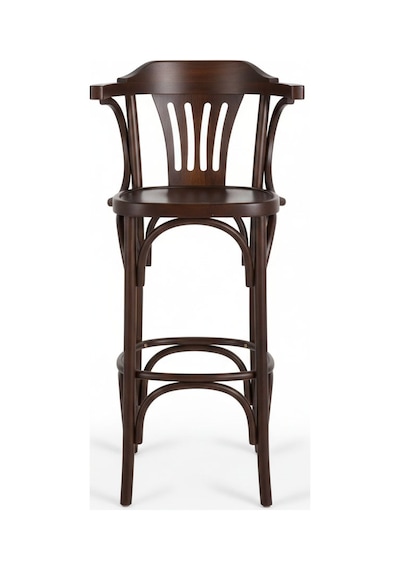 Thonet Kolçaklı Ahşap Bar Sandalyesi Ceviz