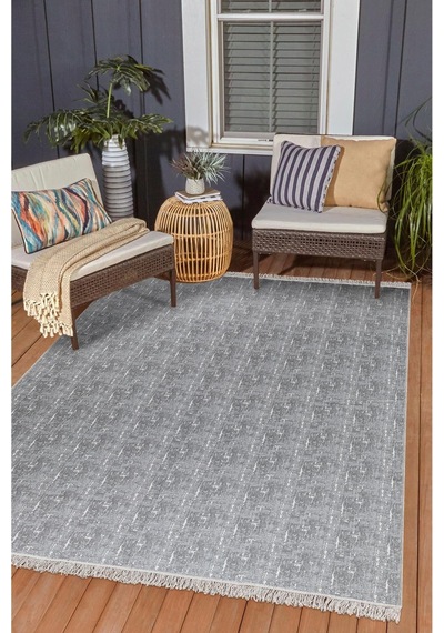 Arya Vl Çift Taraflı,katlanabilir,yıkanabilir,yüksek Kalite Pamuk Salon,oturma Odası,balkon Kilim Krem-gri 1