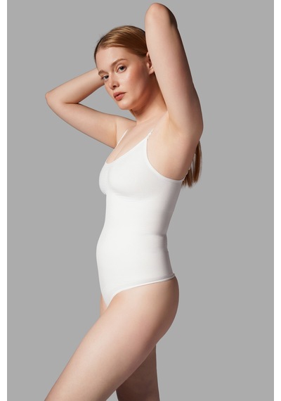Çıtçıtlı String Body Korse 9052 Beyaz