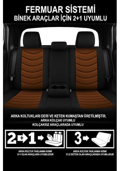 Rover 400 Hatchback Rt 420 Si Lux 136 Hp 2000 Panther Serisi Uyumlu Keten Oto Koltuk Kılıfı Taba