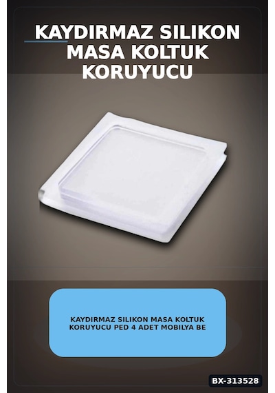 Kaydırmaz Silikon Masa Koltuk Koruyucu Ped 4 Adet Mobilya Beyaz Eşya İçin Bx-313528 Şeffaf
