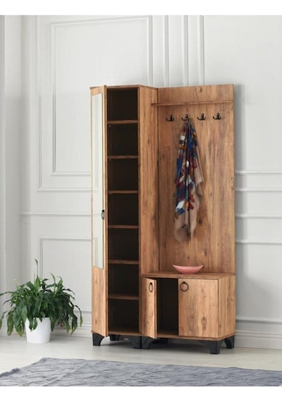 Erezogullari_Mobilya Elmas Portmanto Askılık Ayakkabılık Aynalı 100X36X193