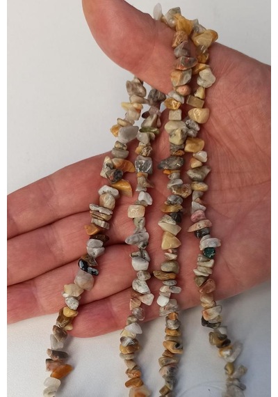 Dantel Akik Kırıktaş Dizi Crazy Lace Agate- 80 cm. Altın