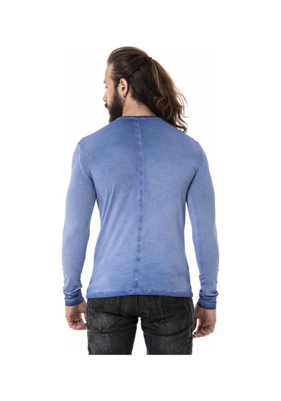Cipo & Baxx Erkek Uzun Kollu Vintage Baskılı Sweatshirt Cl512 Mavi