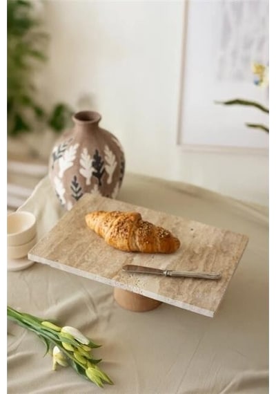 Akayev Traverten 30x15 Cm Konik Ahşap Ayaklı Sunumluk Çok Renkli