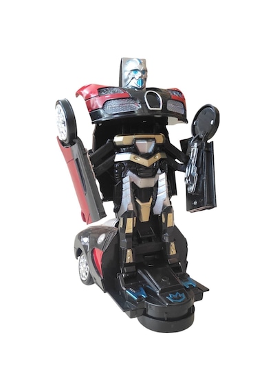 Robota Dönüşebilen Bugatti Araba Işıklı Sesli Müzikli Kendi Kendine Gezen Pilli Oyuncak 20 Cm. Mavi-kırmızı