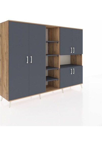 Hyperion Dolap 13 Raflı 6 Kapaklı 220x44x163 Çam-antrasit Antrasit - Atlas Çam Hyperion Dolap 13 Raflı 6 Kapaklı 220x44x163 Çam-antrasit Antrasit - Atlas Çam