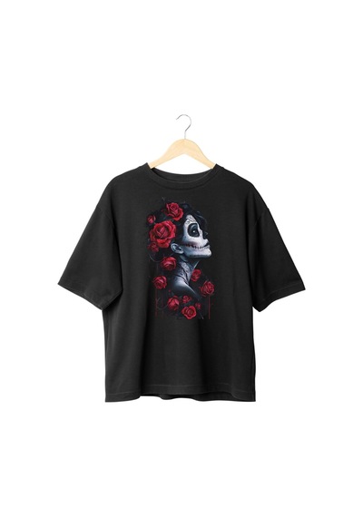 Panda Baskı Tekstil Özel Tasarım Baskılı Oversize Tshirt Siyah