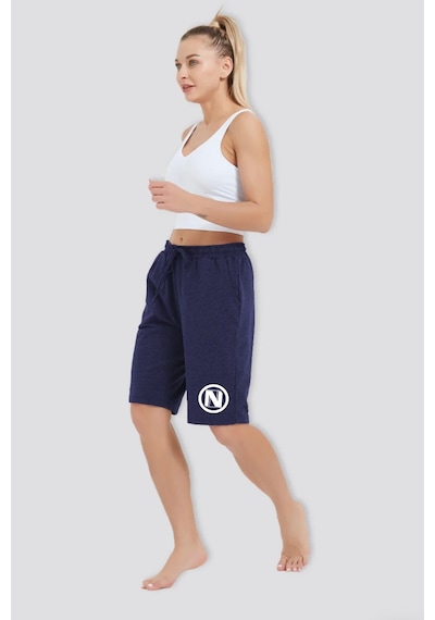 Superlife Kadın N Baskılı Standart &regular Kalıp Şort Spr25srk082 Lacivert