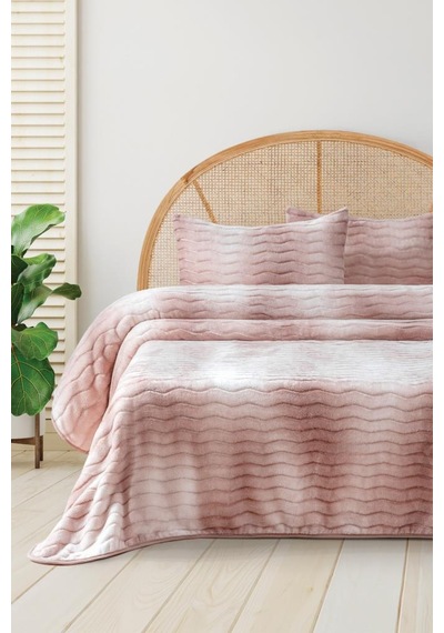 Dream Pelüş Çift Kişilik Yatak Örtüsü Pembe Pembe