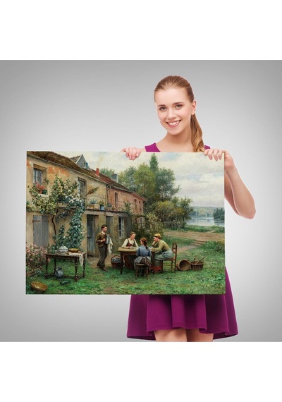 Es10 U01mrs seri Bahçede Kahve Keyfi 19, Yüzyıl Tablosu-6529 (70 x 100)