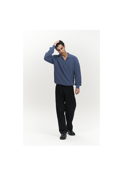 Mai Collection Mai Studios Co. Magnus Polo Yaka İndigo Erkek Triko Kazak İndigo