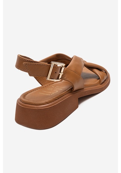 Luvishoes Frand Taba Hakiki Deri Çapraz Bantlı Kadın Sandalet