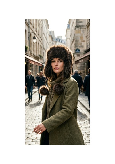 Emybox Rus Şapkası Kadın Ushanka Kürk Kalpak - Soğuk Geçirmez Kulaklı Ponponlu Kışlık Şapka Kahverengi
