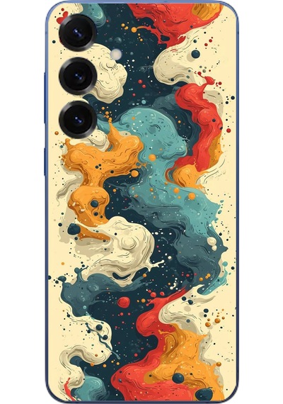 Samsung Galaxy S25 Plus Uyumlu Ahenkli Boya İzleri Baskılı Silikon Kılıf Renkli